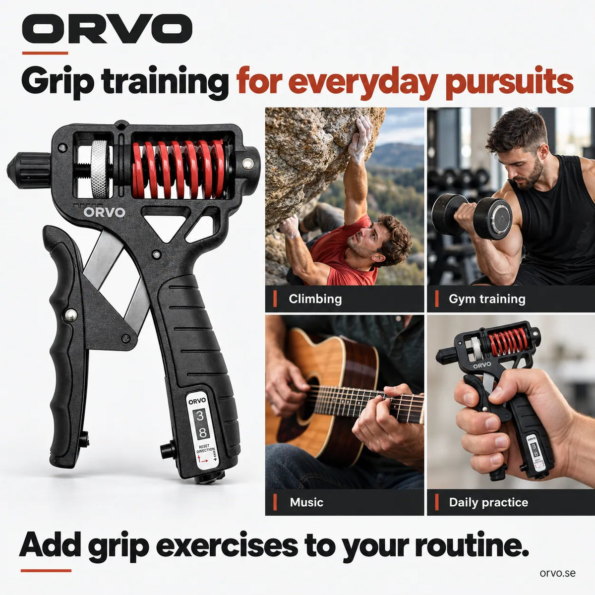 Greppträning för klättring, gym, musik och vardag med ORVO handtränare