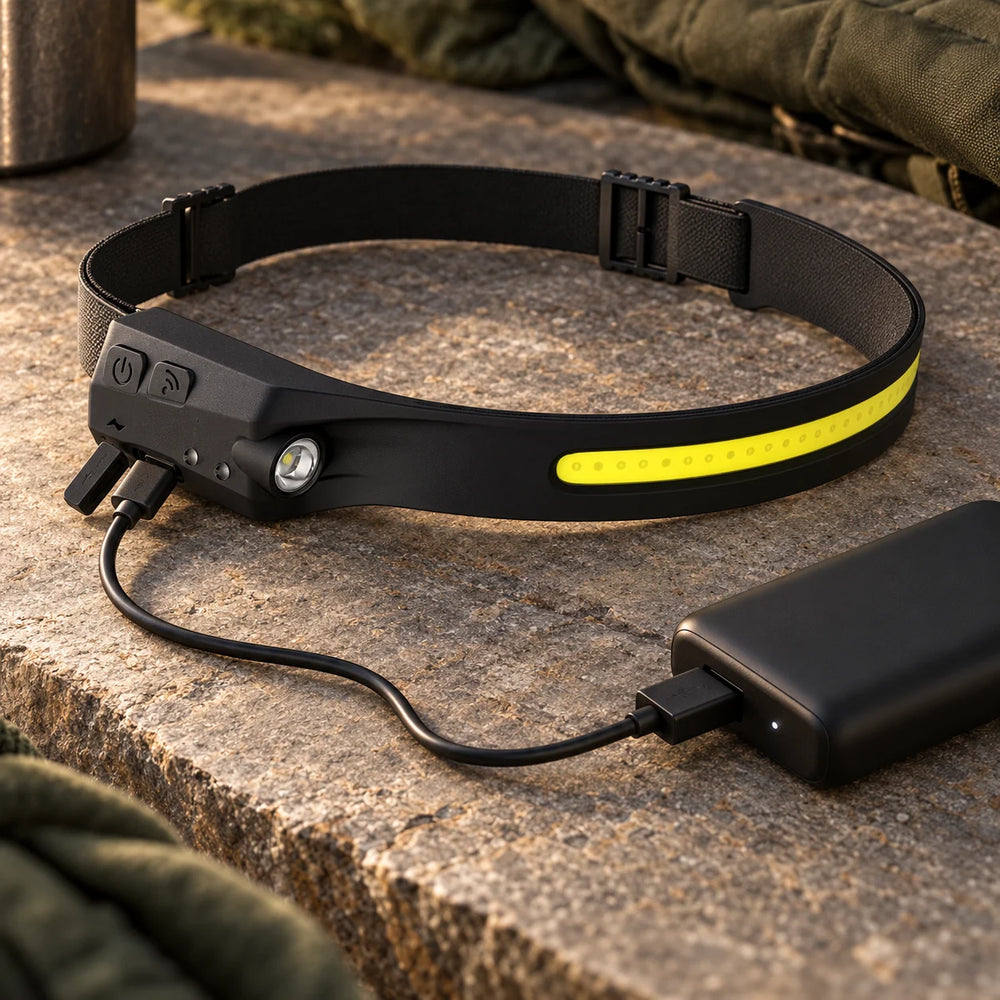 Oplades med USB-C, også fra powerbank